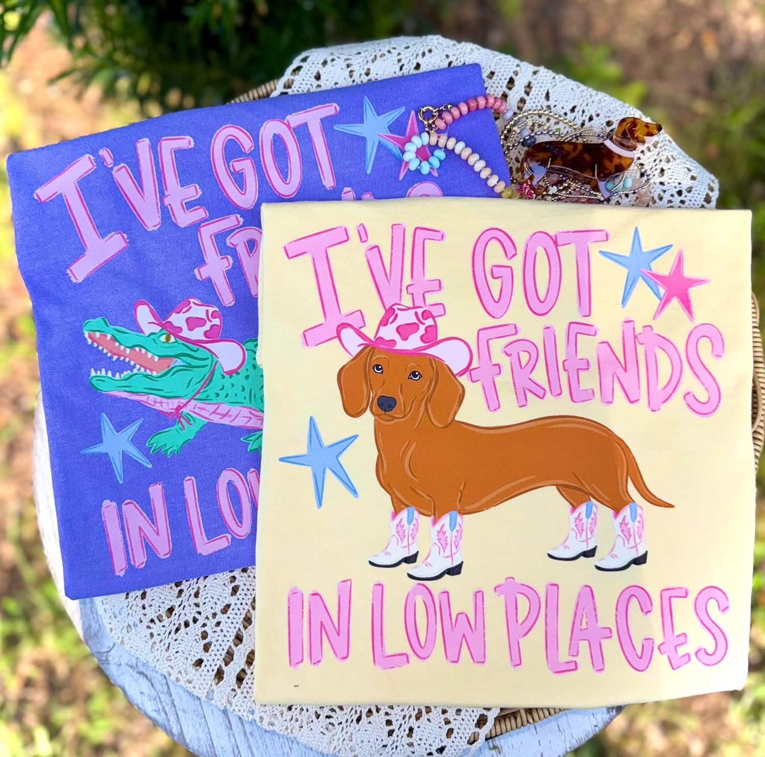 🐾✨ I’ve Got Friends in Low Places Tee (Winnie dog)  ✨🐾