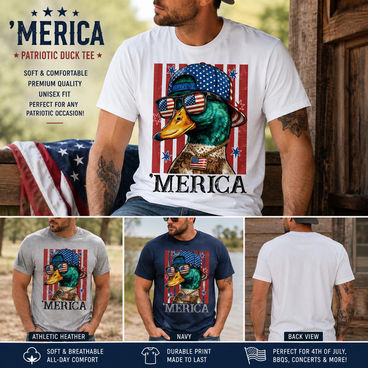 🦆🇺🇸 ’Merica Duck Patriotic Tee 🇺🇸🦆
